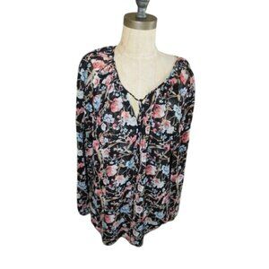 WHBM White House Black Market Size 16  Keyhole Floral Print Blouse Top